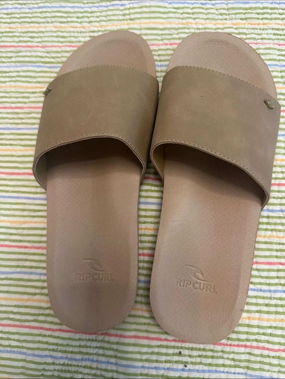 Slip-On Slide Sandals in Taupe